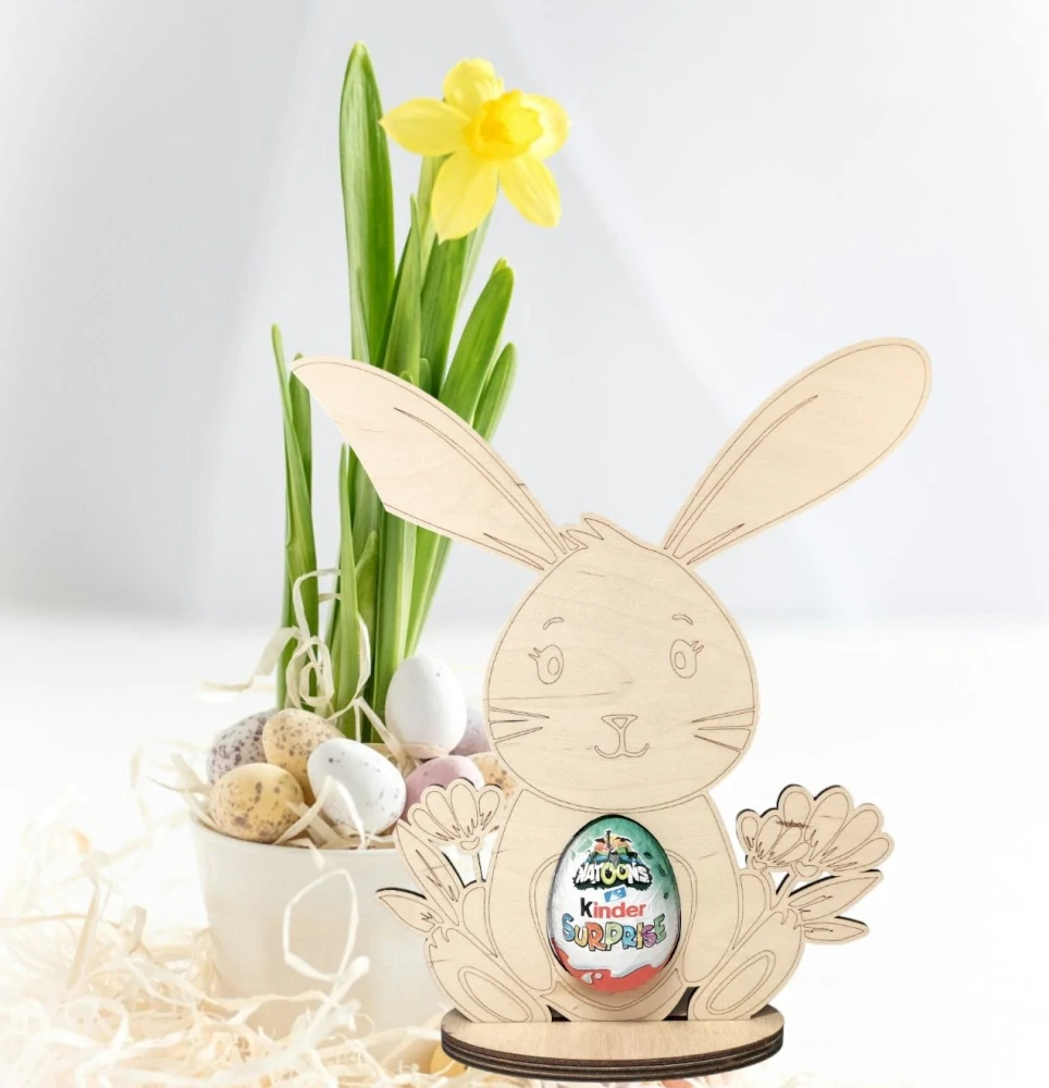 Veľký drevený zajačik na vajíčko (24 cm) 🐰🥚