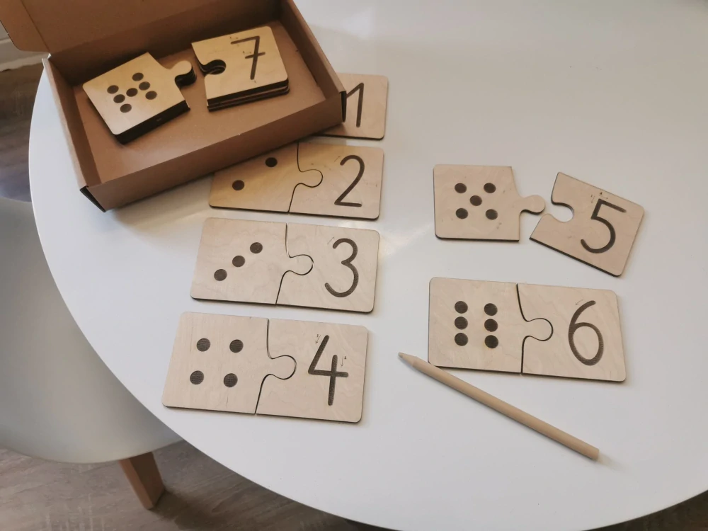 Drevené číslicové puzzle – grafomotorické tabuľky